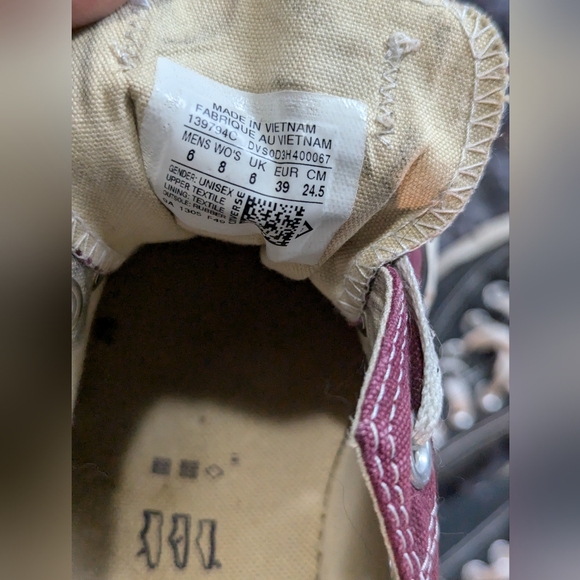Converse All Stars burgundy W 8.5 M 6.5 - Picture 5 of 5